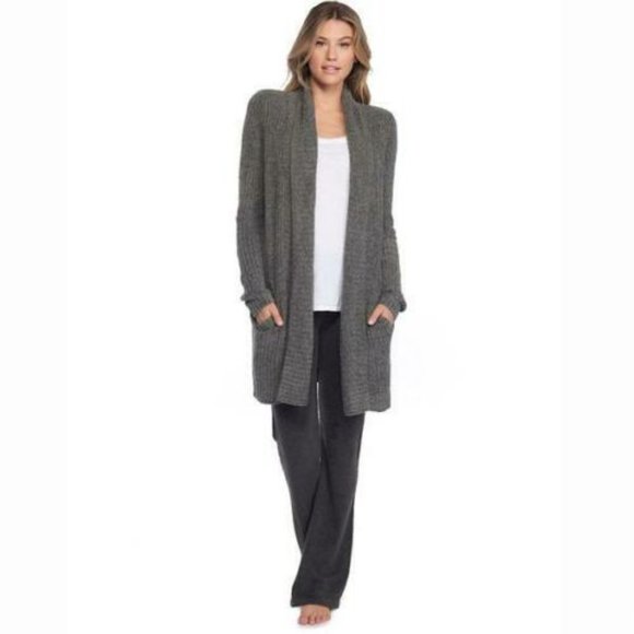 Barefoot Dreams CozyChic Lite Montecito Cardigan 494 Heathered Gray 2X/3X H11948 - Picture 3 of 10